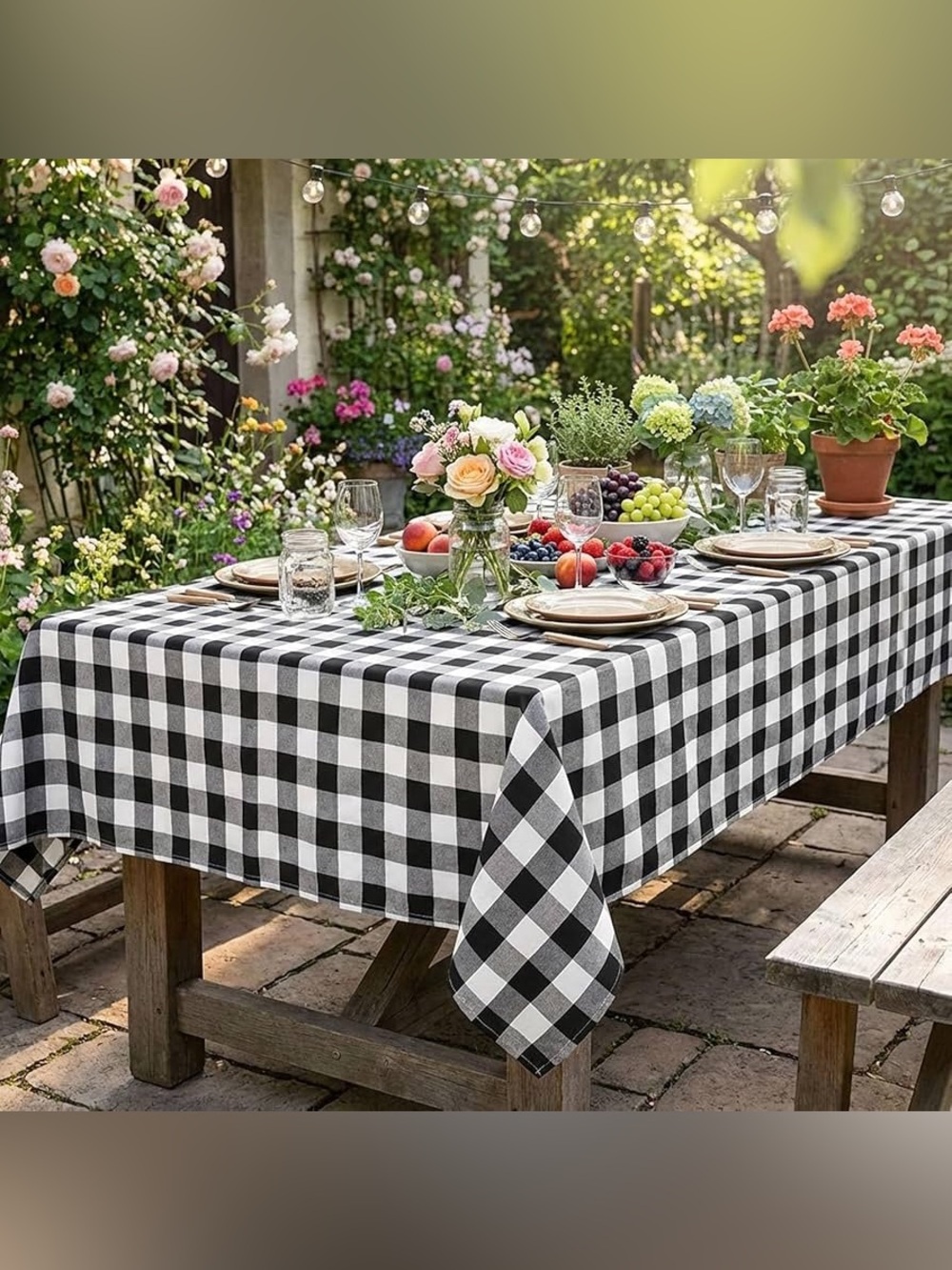 B-COOL Buffalo Plaid Tablecloth Christmas Checkered Tablecloths Black and